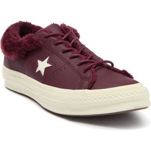 CONVERSE Fur One Star Oxford Sneaker Women Size:7 DARK BURGUNDY